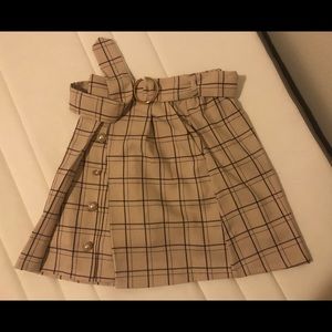 Japanese brand plaid skirt with pearl buttons